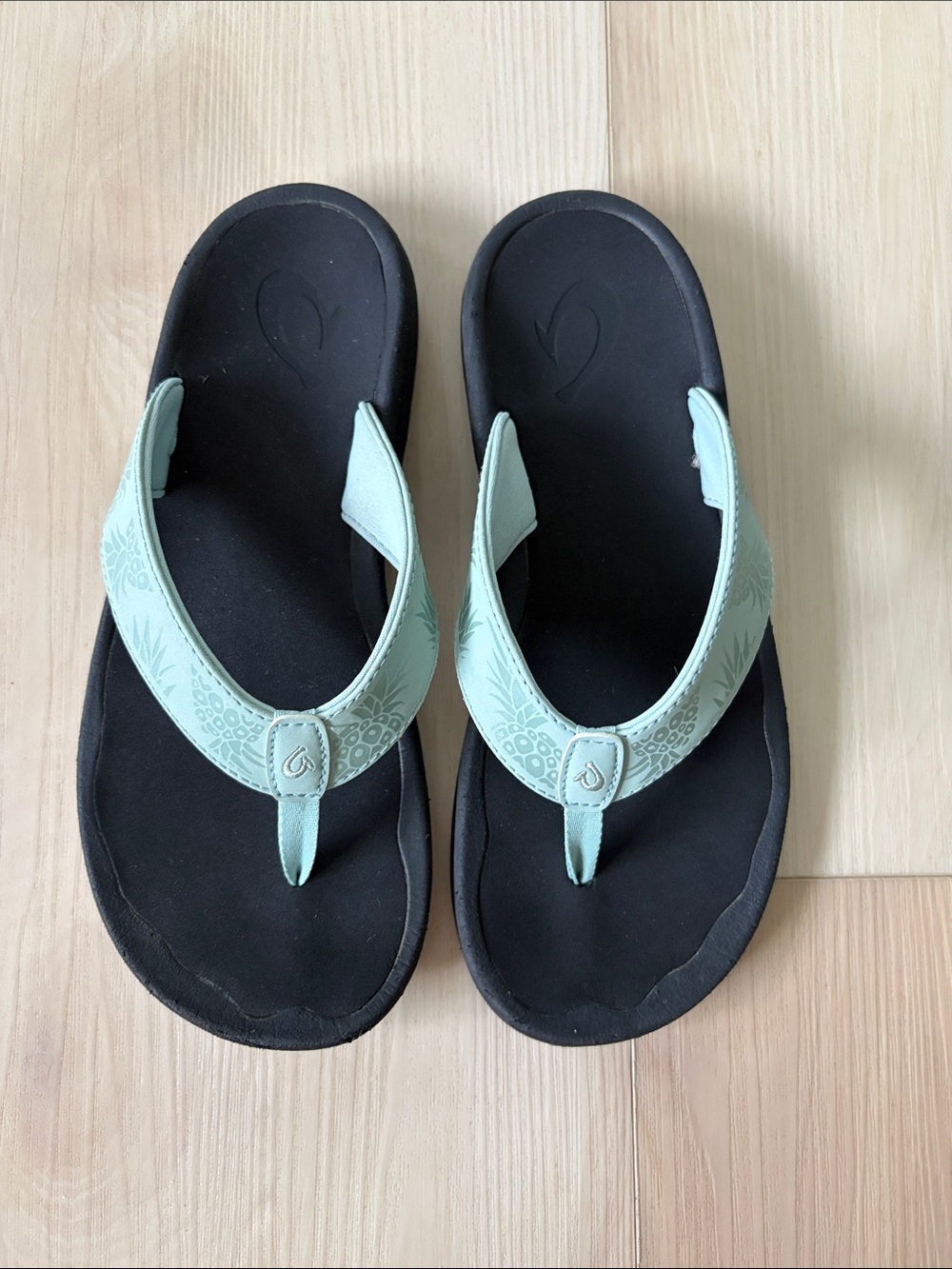 OluKai ʻOhana Mint Green and Black Women's Water-Friendly Sandals